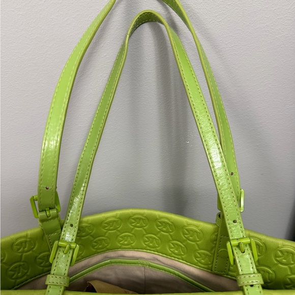 Michael Kors Neon Lime Embossed Logo Leather Tote - Picture 10 of 10
